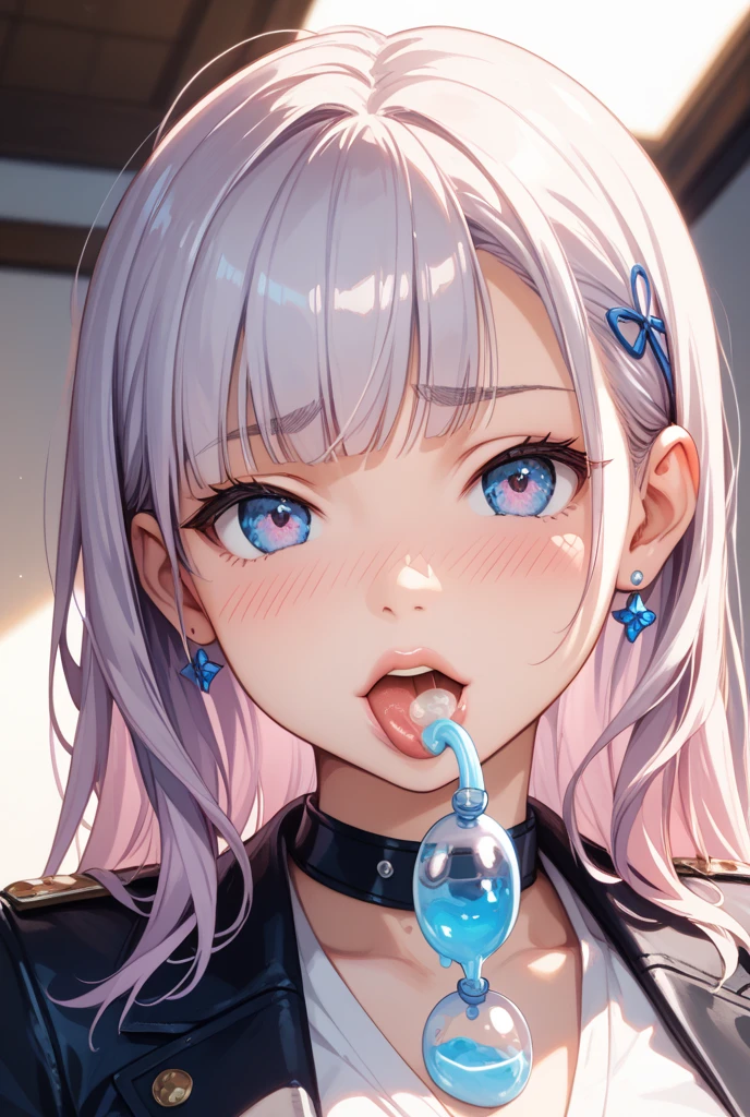 Blowjob、Silver Hair、Completely naked、