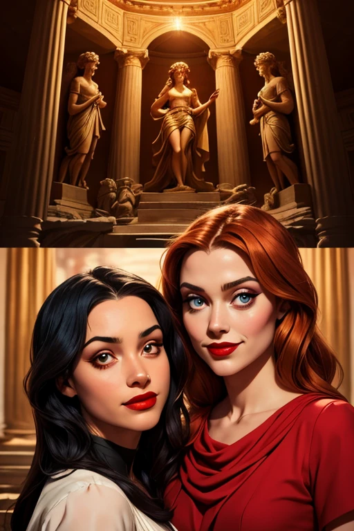 a group of 4 beautiful, busty roman women, nude, making love, having steamy erotic sex, extremely detailed, photorealistic, masterpiece, high resolution, 8k, realistic, vivid colors, dramatic lighting, chiaroscuro, baroque, sensual, intimate, passionate