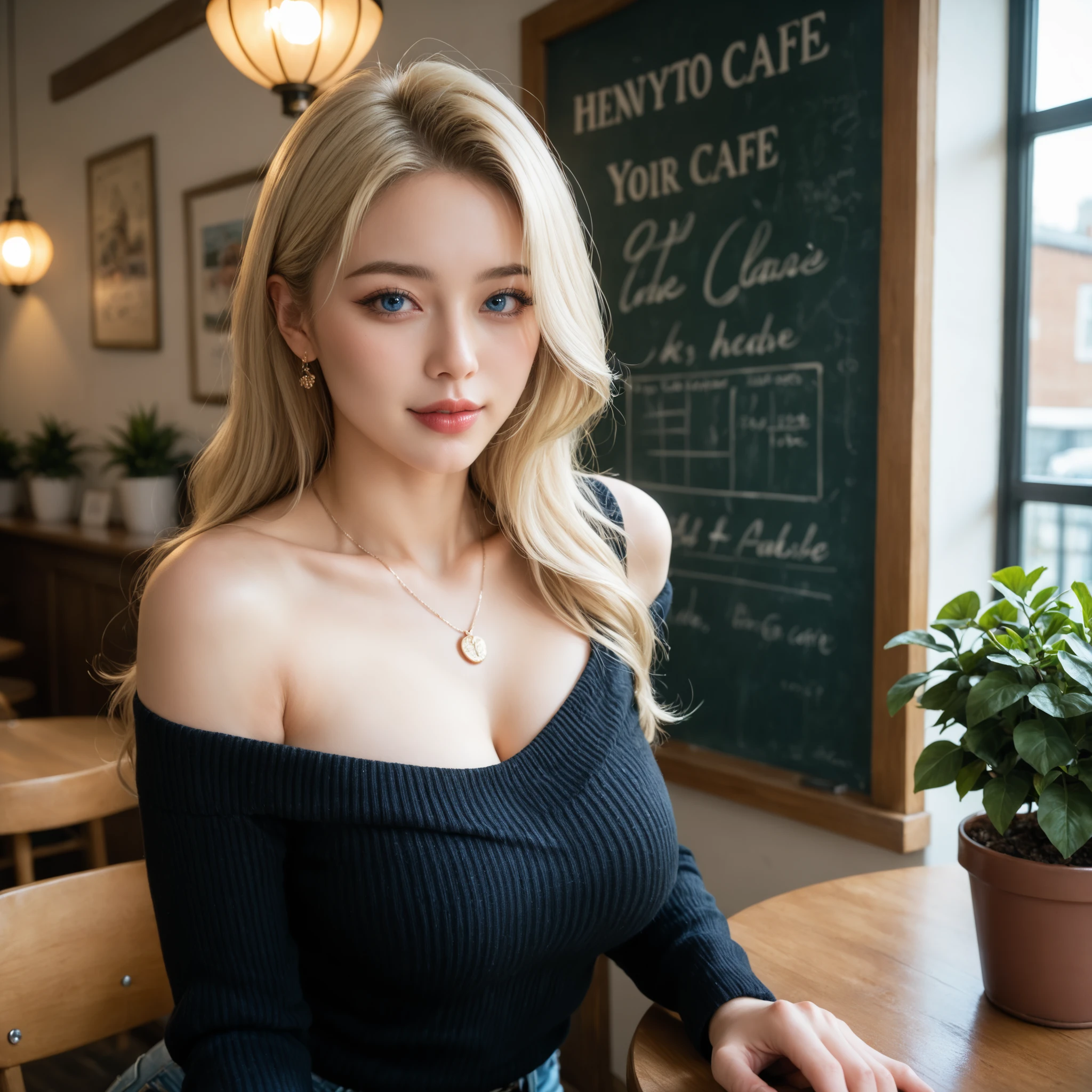 Beautiful 20-year-old white blonde college student, sporting a slender physique and a 31 bust, looking at the camera. This photorealistic masterpiece is rendered with exquisite detail and high contrast. Best 8K UHD quality, 20. Full body, perfect anatomy, curvaceous body, perfect face ), dasha taran, 20 years old, sexy face, gorgeous young model, medium blonde hair, (mid back length hair) and large eyes, Tifa Lockhart, beautiful model, very pretty model, american girlfriend, good young girl, Hyperrealism, super detail, anatomically correct. wearing a dress, sitting at restaurant