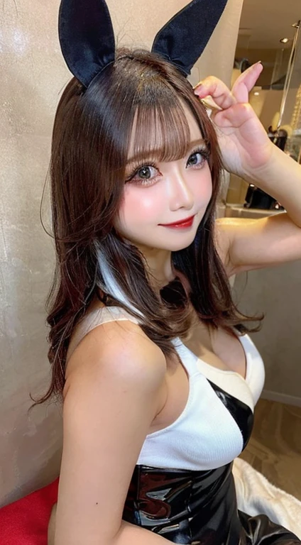 ((highest quality, 8k, masterpiece :1.3)), One girl, smile, whole body, Slim face, Beautiful woman, (Dark brown hair), Full-length dress :1.1, Highly detailed face, Fine grain,