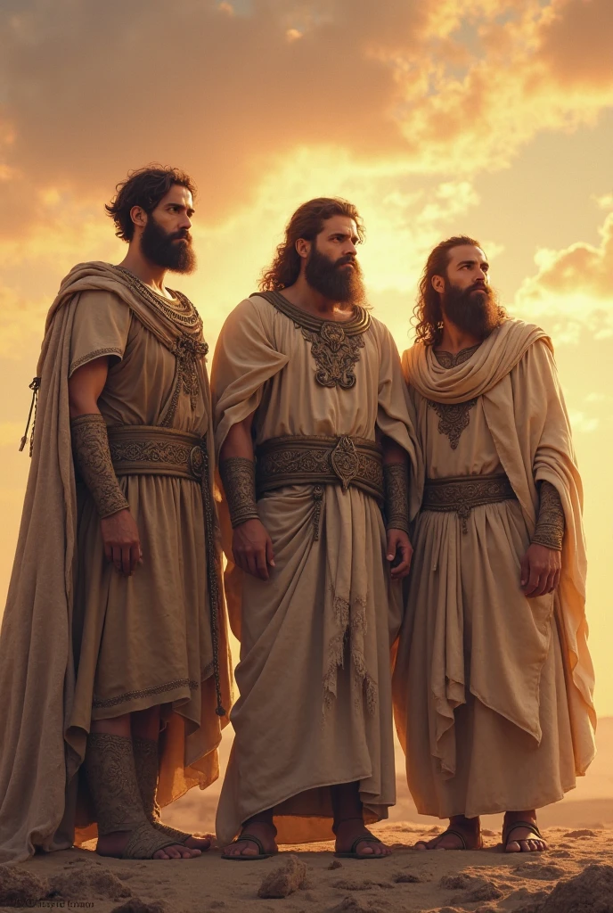 make a drop of three nazarite men from the bible with long hair