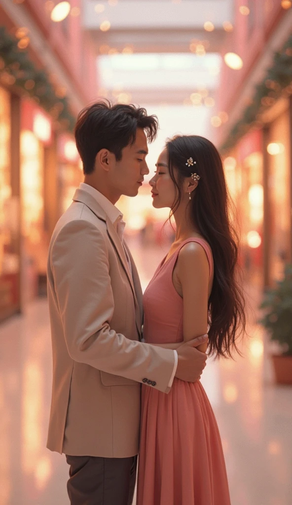 professional wedding photography, (Masterpiece), (intriciate detail), (photorealestic:1.3), (film grain:1.3), (perfect anatomia:1.3), break, party on the deck of a luxury cruise ship, background of Shanghai at night, break, a romantic photoshoot of a handsome man and cute woman couple, wearing elegant outfits