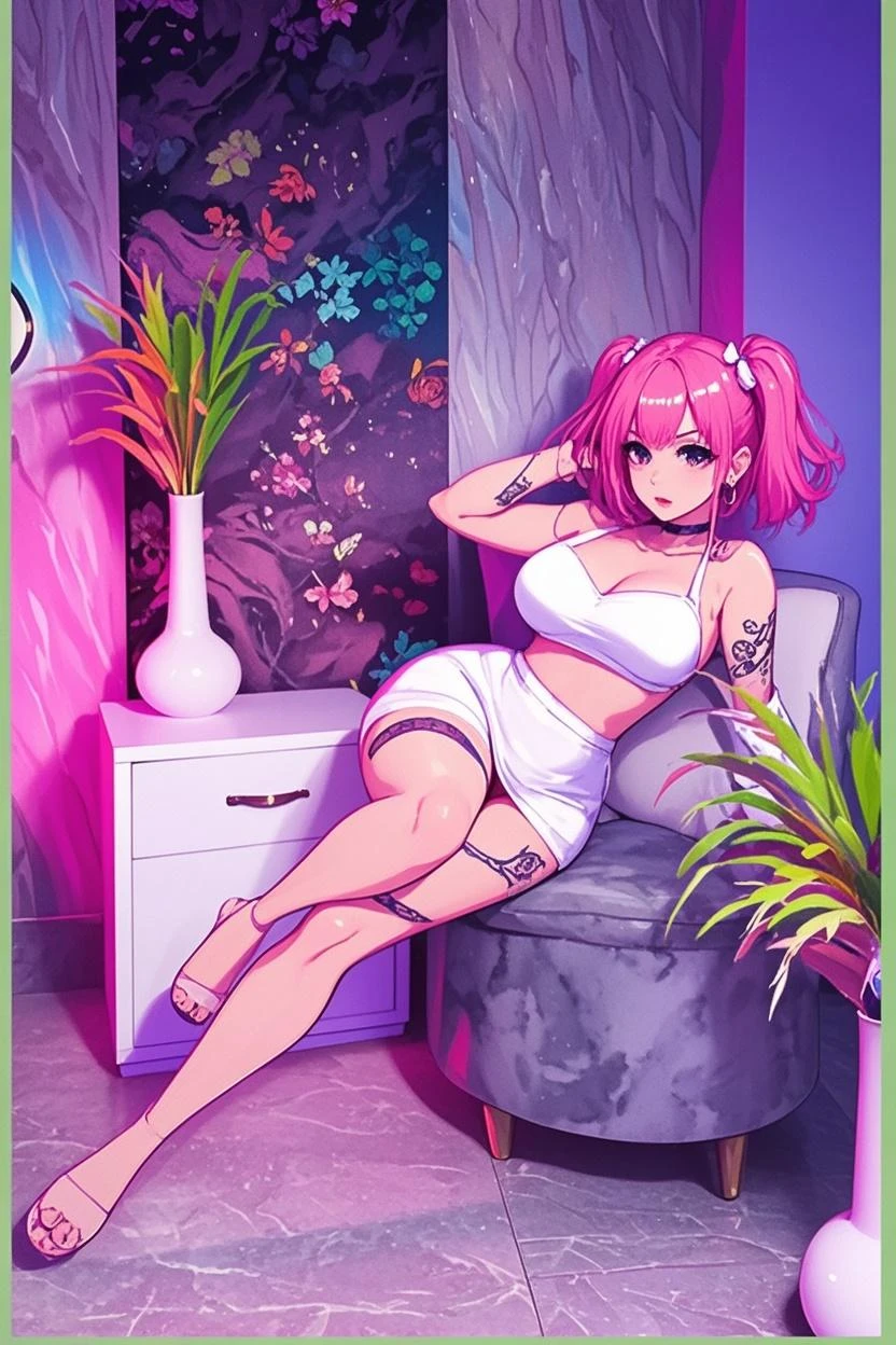 Masterpiece , best quality , Masterpiece , best quality , 1 woman , Close your eyes. , Pink ponytail , be unconscious , black bikini , abdomen , big breasts , Long legs , Barefoot , Lie down on the floor. , spread your legs , alley