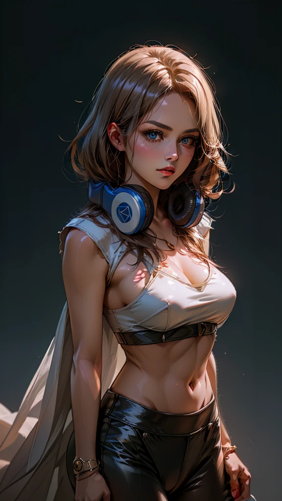 long straight dark brown haired gamer girl leaning into the camera, three-quarter headshot:1.2, lean body, fit body, photo from front above, dark red hoodie:1.2, straight hair, large leather gamer headphones:1.2, skintight black top:1.2, looking at viewer, realistic, 4k, cinematic lighting, perfect, soft lights, intricate details:1.2, high resolution skin:1.2, realistic skin texture, realistic face, perfect anatomy, lean girl, fit girl, sfw:1.2, jumper:1.2, hoodie:1.2, headphones:1.2