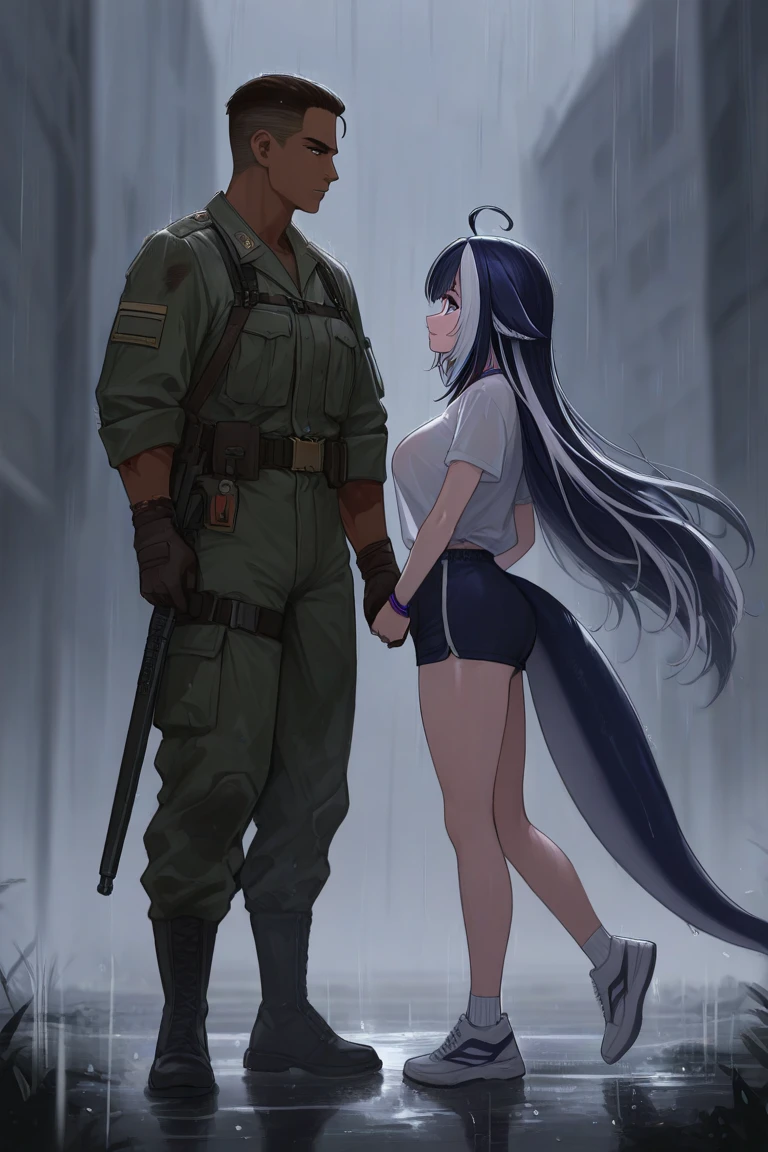 Two androgynous female high school athletes,
Both have big ,
Both of them have the same hairstyle and hair color、Different heights,
Changing clothes in the changing room,
One of them is not wearing anything,
The other sees her naked and tries to caress her,
Full Body Shot,
duo,
Masterpiece.,