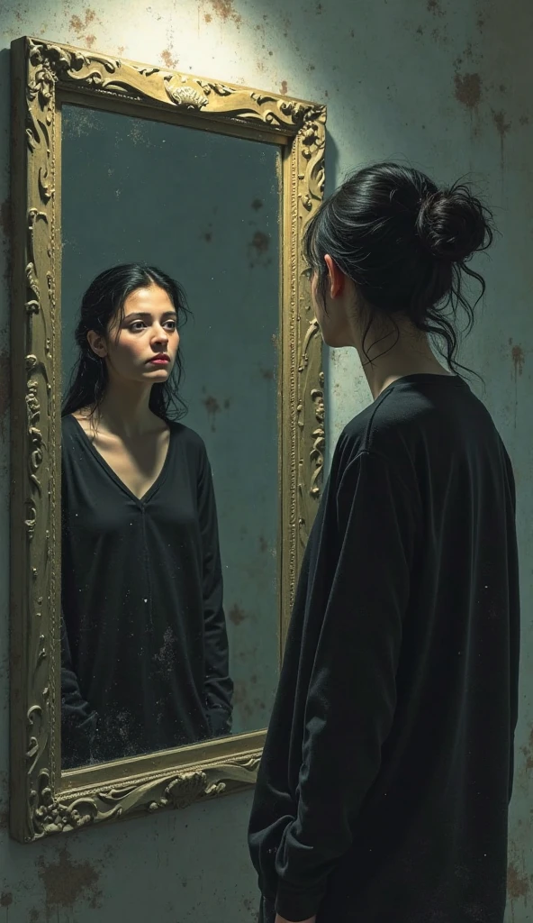 but his reflection is different.