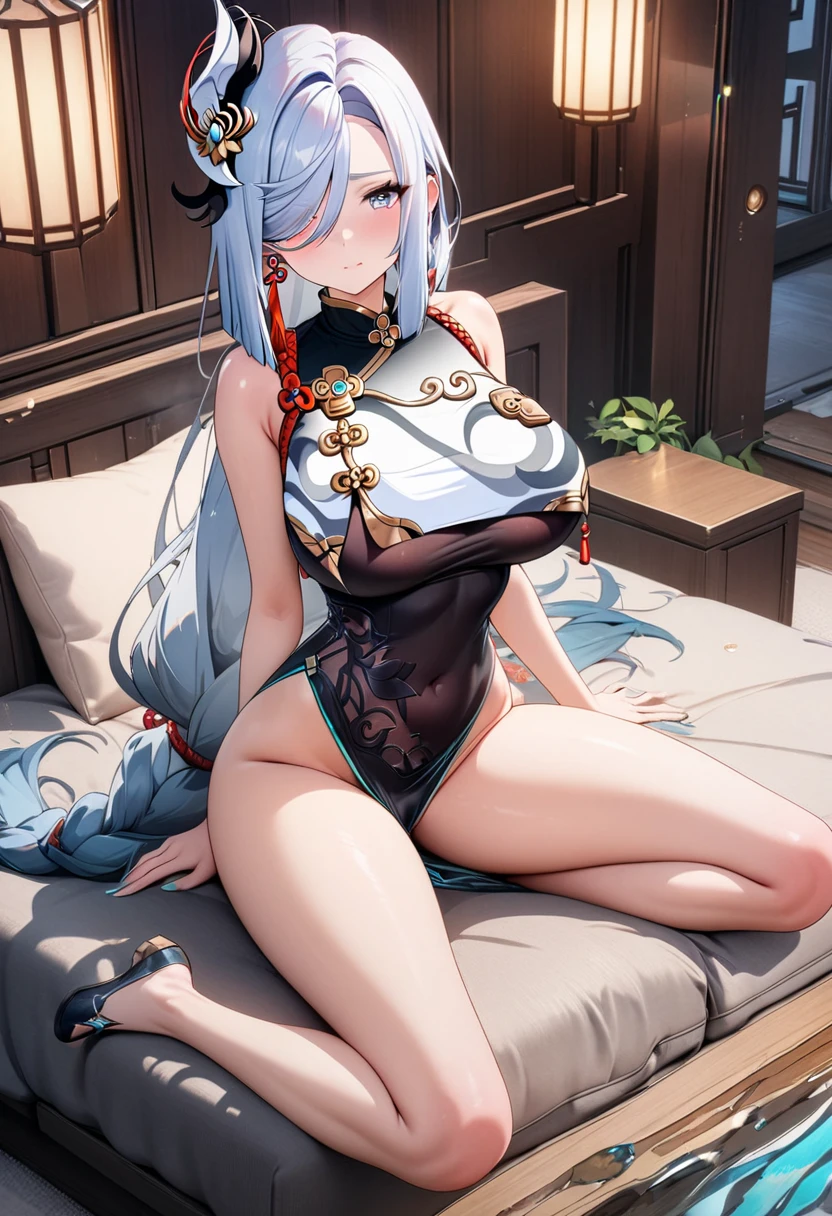 Consistent with human anatomy of the and thighs and between the sexual organs and between the legs