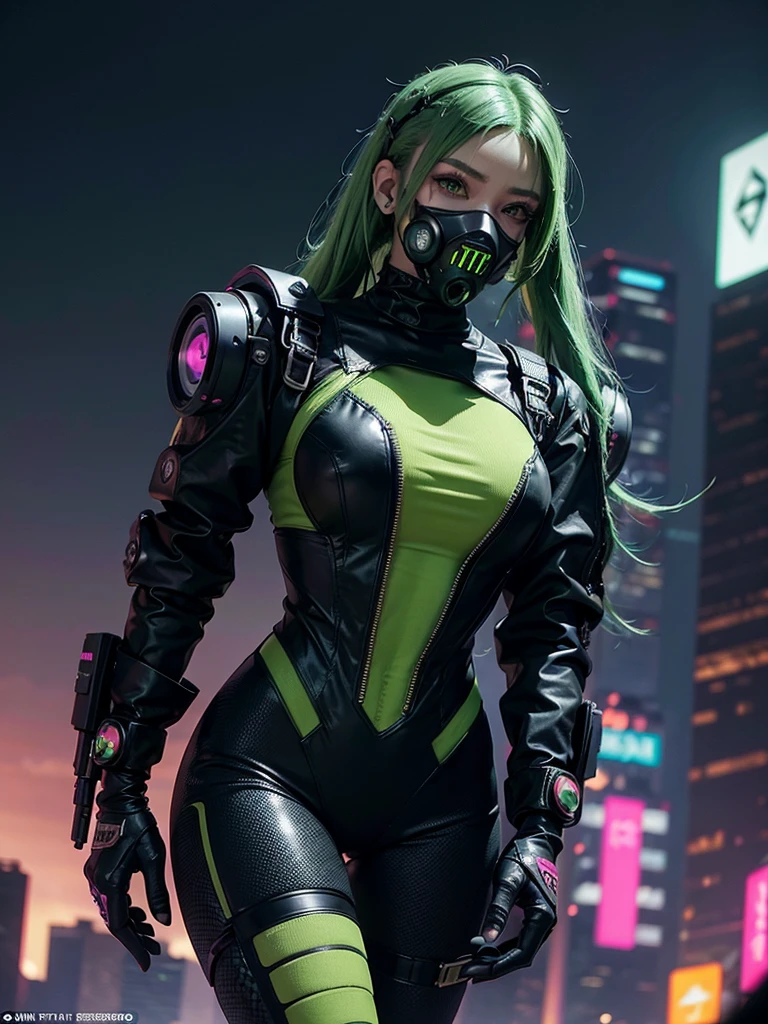 arafed woman with green hair and a gas mask on, cybergoth, cyberpunk bodysuit, wearing cyberpunk streetwear, cyber aesthetic, aesthetic cyberpunk, cyberpunk vibes, in cyberpunk aesthetic, cyber punk setting, bold rave outfit, cyberpunk aesthetics, cyberpunk look, laserpunk fullbodysuit, y 2 k cybercore, cyberpunk aesthetic, cyberpunk outfit, cyberpunk streetwear, closeup