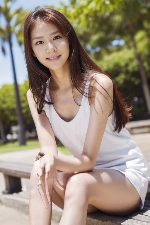 neat college girl、petite person、(Long white silk camisole、white  panties)、Outside the field、(Slimed、small tit、flat boobs、small tit)、Photorealsitic、detaileds, Skin Texture, ultra-detailliert、Delicate and sexy collarbone、A smile、Super Detailed Face、Detailed lips、A detailed eye、二重まぶた、10years old girl、Squatting and peeing