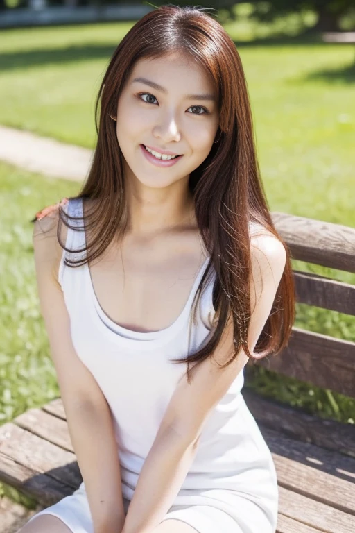 Minami Hamabe,(highest quality,16k,High resolution:1.2),Dark brown long hair,Girls in their 20s,Very detailed,One Girl,A beautiful 26 year old woman,(Minami Hamabe:1.3),(smile),garden,(high quality,ultra detailed,best quality,masterpice,4k,taken by nikon d750:1.0)