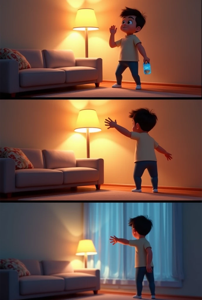 3 year old boy scared of his father throwing a cup at his forehead