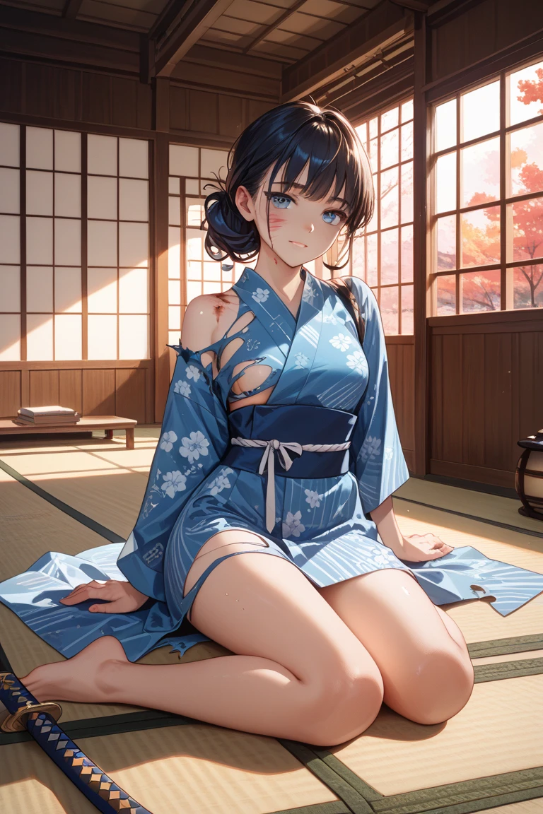 ultra-quality, ultla highres, Hyper Detailed, High contrast, superfine illustration, creative refinement, Smile, japanese kimono
