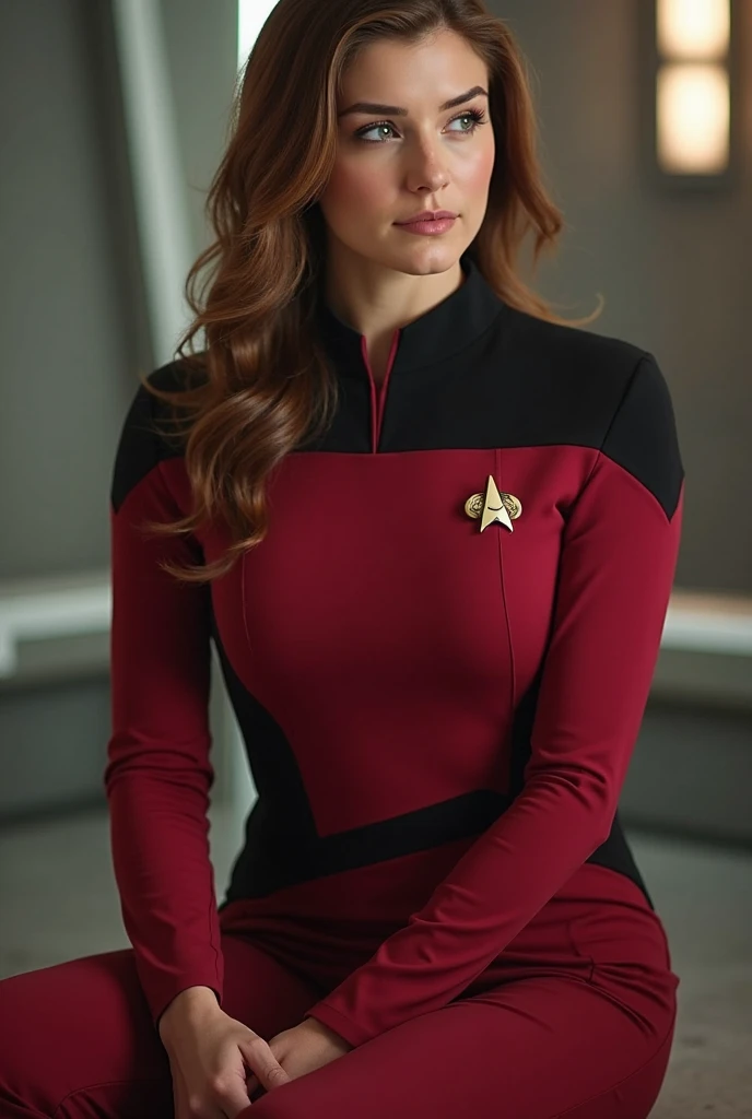woman in red sttldunf uniform<lora:STTLDV1:0.8>