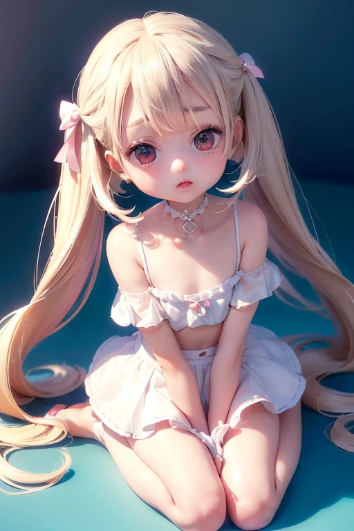 1girl,Pink lace strapless dress， blond hairbl, 校服, Sit on a bench, Wait for the bus, Bus stop, urban backdrop, perfect  eyes, perfect hand, 超高分辨率, Movie Angle, Professional lighting, best qualtiy, tmasterpiece, Sideslit, sharp, Perfect focus，Background bokeh，realisticlying，（Delicate eyes：1.3），realisticlying，（3D脸：1.1），（Glow skin：1.5），（Ultra-high resolution complex facial details），（Facial skin pores：1.3），Ultra-high ress fabric texture，8k eye details，8K pupils，