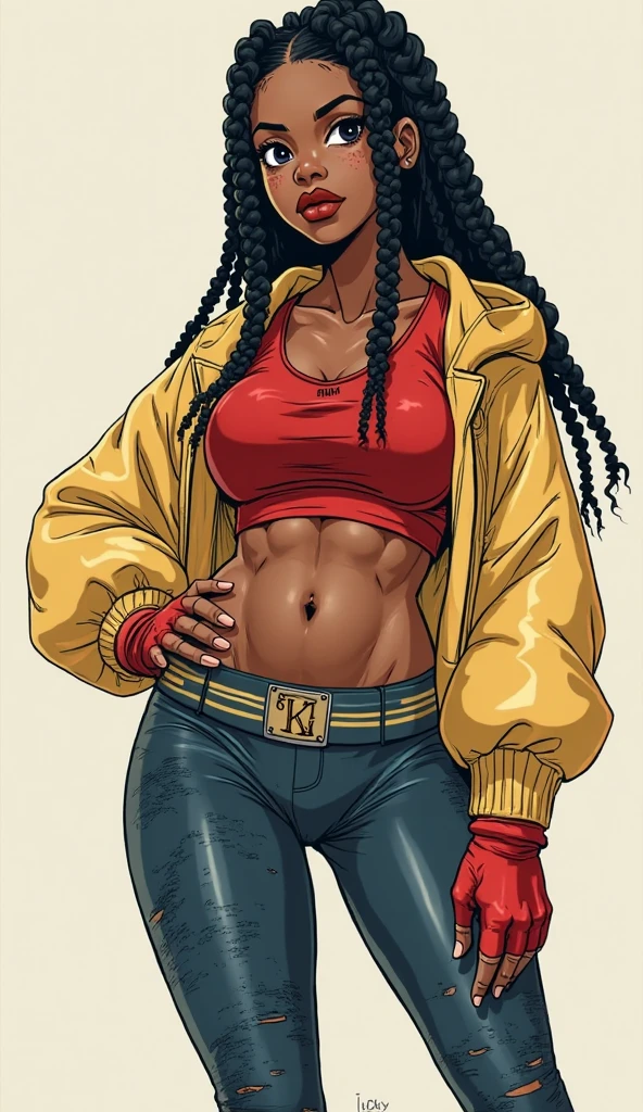 The most beautiful and sexy punk rock girl, rainbow hair, yellow eyes, dark skin, wear a hoodie, Graphic T-shirt and torn skinny jeans, tons of tattoos and piercings, perfect masterpiece, high quality, High resolution
