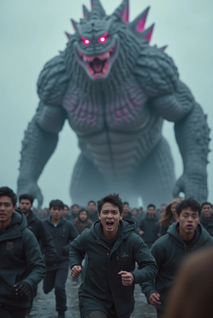 Males, running from monster