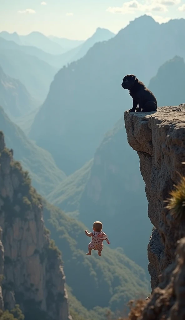 little kid sitting on a bench facing towards mountains with snow in the peaks. he's wearing a purple stripped t shirt and has long blonde hair. he has a purple dog sitting next to him