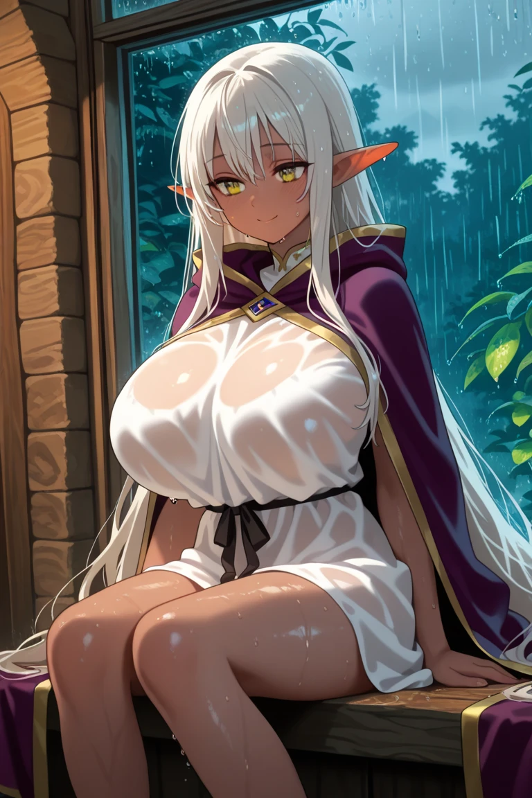 (nsfw 1.1), ((1girl)), ((masterpiece)), anime, ((highly detailed:1.5)), beautiful elf princess bathing in a marble tub, Miriya ((very long blonde hair)), wet hair, wearing a sheer bathrobe, clothed bathing, ivorygoldai, royal palace bathroom setting, steam, ornate marble tub, (rose petals floating in water:1.3), early morning light, windows, crepuscular lighting, elf anime girl