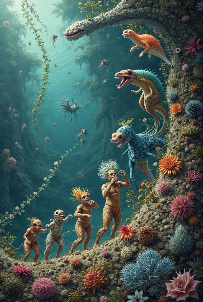 A mesmerizing, hyper-realistic masterpiece by Esao Andrews featuring a unique girl morphine shark creature like no other. The sharkgirl, with her slender, bioluminescent body, is a stunning sight to behold, adorned with multi-colored neon dots that glow brilliantly. Her translucent skin reveals her complex internal structure, while her small, round appendages function as arms, tenderly embracing her otherworldly fish-like face. Esao Andrews' exceptional artistic skills transport the viewer into a world of wonder and mystique, where this enigmatic creature captivates the imagination.