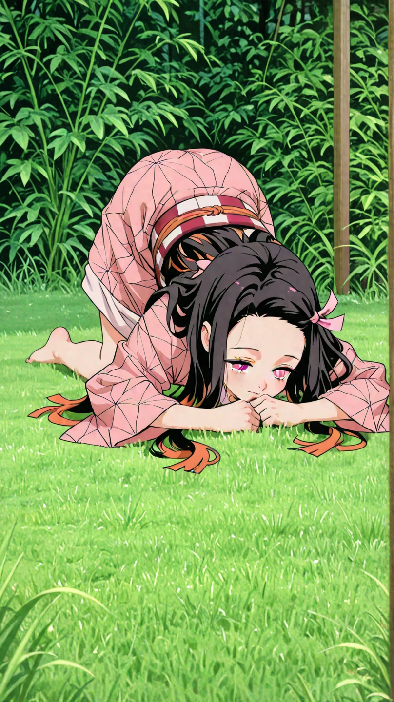 score_9, score_8_up, score_7_up, score_6_up, source_anime BREAK 1girl, solo, <lora:dsamaryllis-pdxl-nvwls-v1-000005:1> dsamaryllis, dreadlocks, medium hair, headdress, detached collar, strapless dress, long dress, cleavage, medium breasts, top-down bottom-up, ass, from behind, closed eyes, field