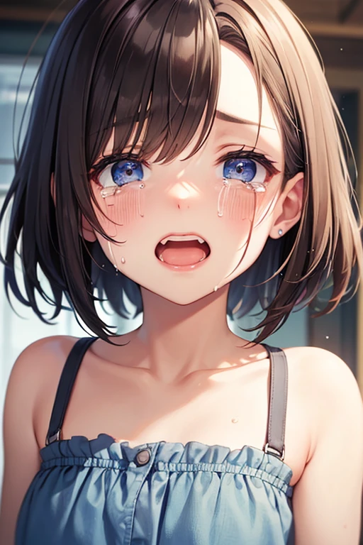 alone、headshot、Sticking out tongue、Open your mouth、teeth、Close-up of face、primary school、School building、In the classroom、Nipples、Light clothing、Girl、Girl、Short、Younger、Lower school year、Baby Face、Both eyes open、flat chest、Embarrassed、Crying face、Sweat