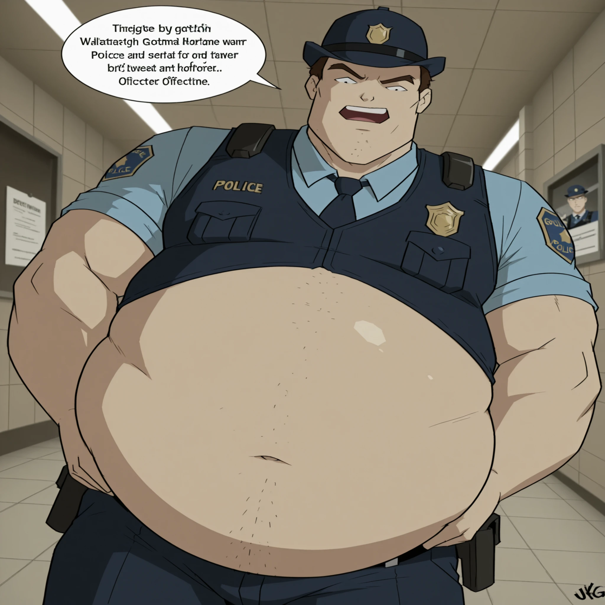 Old Caucasian police officer, round chubby face, no jawline, grey hair, male, fat, chubby, short hair, wearing dirty socks, only wearing socks, leaking cum, cum everywhere, smelly socks, sweaty, stench coming from socks, sitting on couch, feet propped up on table, stinky socks, grey pubes, hand covering nose