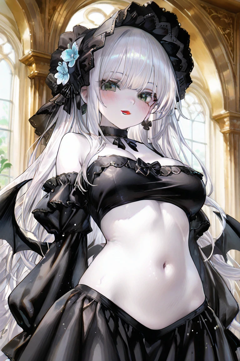obra maestra, Of the highest quality, (enfocarse solo), (cara perfecta:1.1), (alto detalle:1.1),dramatic, 1 chico, (pale skin), pelo largo y blanco, ojos blancos, solo, pelo largo, luna, noche, traje de lujo blanco, vampiro, cubierto navel, labios sensuales, cubierto, ciudad victoriana, antecedentes detallados, gothic revival, cinematic lighting,