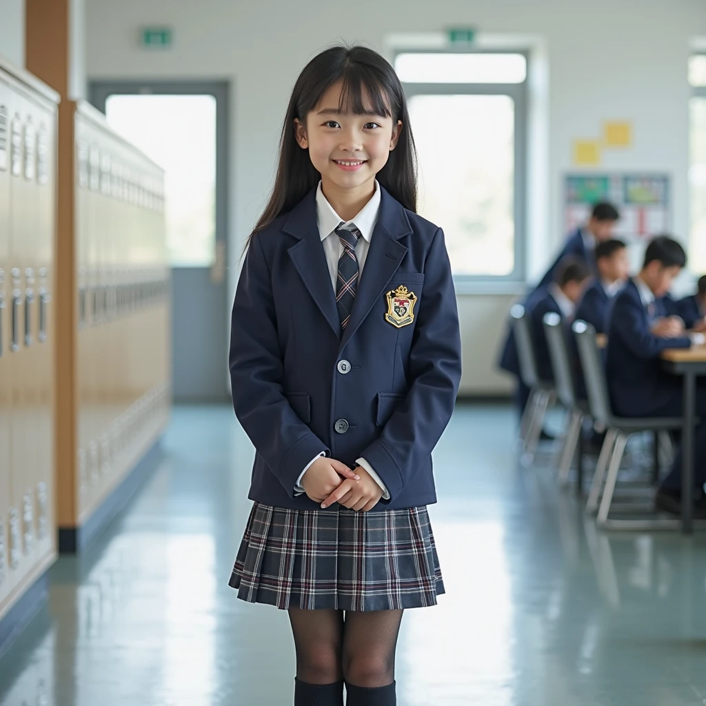 Girls, blue pinafore, study, Asia, classroom