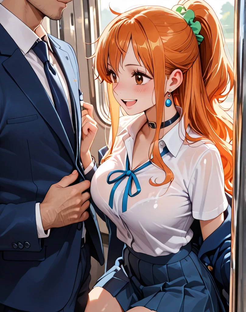 ((( in the train))),( half open eyes),school girl,many men are 50years old,school girl is surrounded by men,((( molester))),( train),( huge breasts),( hands on own breasts),((( open shirt ,lifted bra))),( ugly man is grabbing shirt forcibly from behind:1.3), (( ugly man is standing behind the girl)),(( nipples)),(( upper body)),(( blush, surprised,skirt, watery eyes)),open mouth,(( looking down)),(ugly 50years old man is grabbing breasts forcibly:1.3), (((rape)))