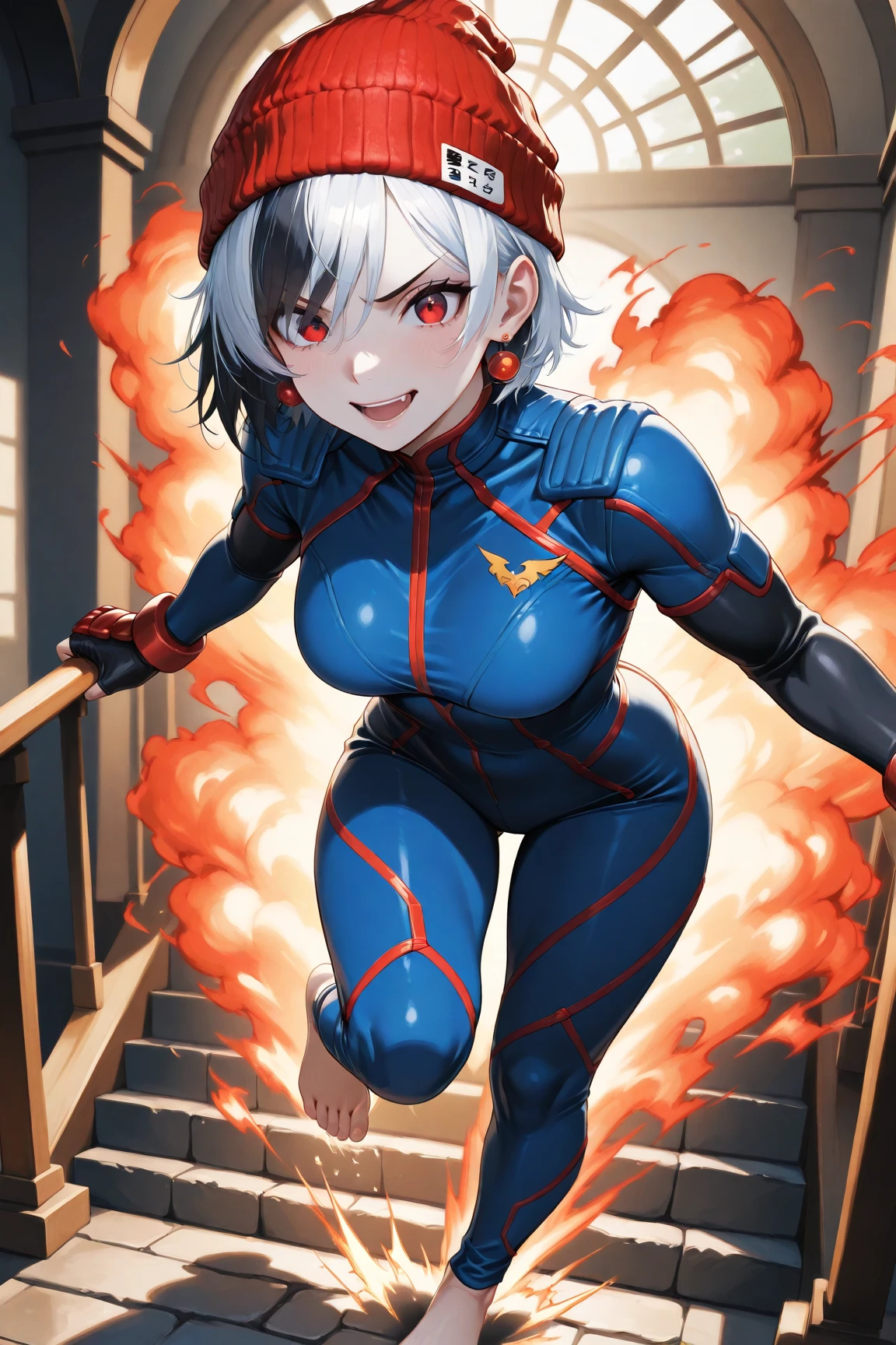 no human, ultra-detailed, Explicit, Beautiful body, Beautiful Nose, Beautiful character design, perfect eyes, perfect face, ultra highres, 4K, beautiful legs, perfect legs, Nice hands, Perfect hand, Masterpiece, Best Quality, Highly detailed, illustration, absurdres, street fighter, doll suit, shadaloo doll, dollsuit, looking at viewer, red gloves, ultraman blazar