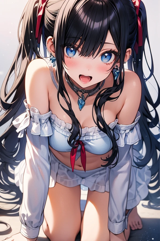 Sit on the sofa,looking ahead,from above,handjob,side view,face focus,open mouth,tongue out,cum on tongue,lick,(1girl,Beautiful 14 year old girl),((Slender,Small breasts,Baby Face,Small face,)),looking at viewer,Black Hair,bangs,two side up,Gray Eyes,Drooping eyes,slit pupils,narrow eyes,Sheer black and light blue negligee,Collar with leash,Beautiful and detailed anime art,Mischievous smile,Dimly lit room,Simple Background,Gray background,Low lighting

