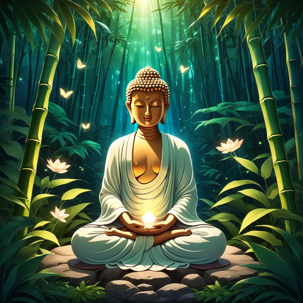 Title: "Transcendent Ascension"
Prompt: Imagine a scene of awe and spiritual enlightenment as you illustrate the extraordinary sight of Buddha gracefully soaring through the air. Depict Buddha in a serene and meditative pose, exuding a sense of tranquility and profound wisdom. The surrounding atmosphere should be ethereal, filled with soft hues and a gentle glow.
As Buddha levitates effortlessly, consider illustrating vibrant and colorful lotus flowers beneath him, symbolizing purity, enlightenment, and spiritual awakening. The petals should be in various stages of bloom, representing the diverse paths individuals take on their spiritual journeys.
Incorporate elements that convey a feeling of transcendence and harmony with the universe. This could include celestial bodies like stars, nebulae, or even a radiant sun, radiating rays of golden light. These celestial elements should emphasize the boundless nature of Buddha's enlightenment and the limitless potential of the human spirit.
Add subtle details to the environment, such as distant mountains, rolling hills, or a serene landscape, to evoke a sense of groundedness and unity with nature. The air around Buddha should be filled with a gentle breeze, gently rustling his robes and conveying a sense of movement and spiritual energy., photorealistic, cinematic style, realistic look, light skin,