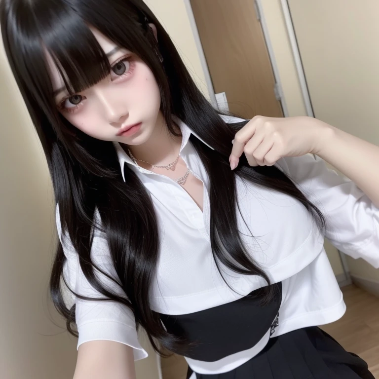 Suit,Cutter shirt,Belt bag,suspender black shorts、garterbelts　、knee high　、shiny stocking rack stockings　、Colorcon armpit Sweat　、Sweat, Side of both hands,Black tank top,Gaze,Colossal tits,Armpit Sweat,Exposing the armpits"Tight clothes、raise two hands、Lying in bed、　Behind the back、Black hair Long hair、Enraptured face、Leopard print clothes、opens legs、opening legs、8 heads