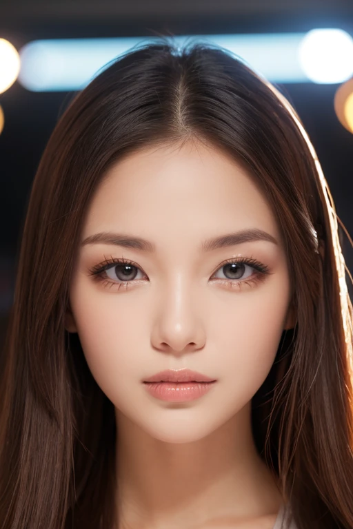 Photograph a 20-year-old girl in a half-body portrait,emphasizing the fine details of her appearance. Utilize the high-resolution capabilities of a Hasselblad camera to capture the intricate textures of her skin and the flow of her long hair. Choose a simple yet luxurious solid-colored background to draw attention to the subject. The lighting should be crafted to accentuate the contours of her face and the natural sheen of her hair,making every detail pronounced and vivid. The overall composition should convey a sense of elegance and refined beauty,focusing on the unique features that make her portrait stand out,