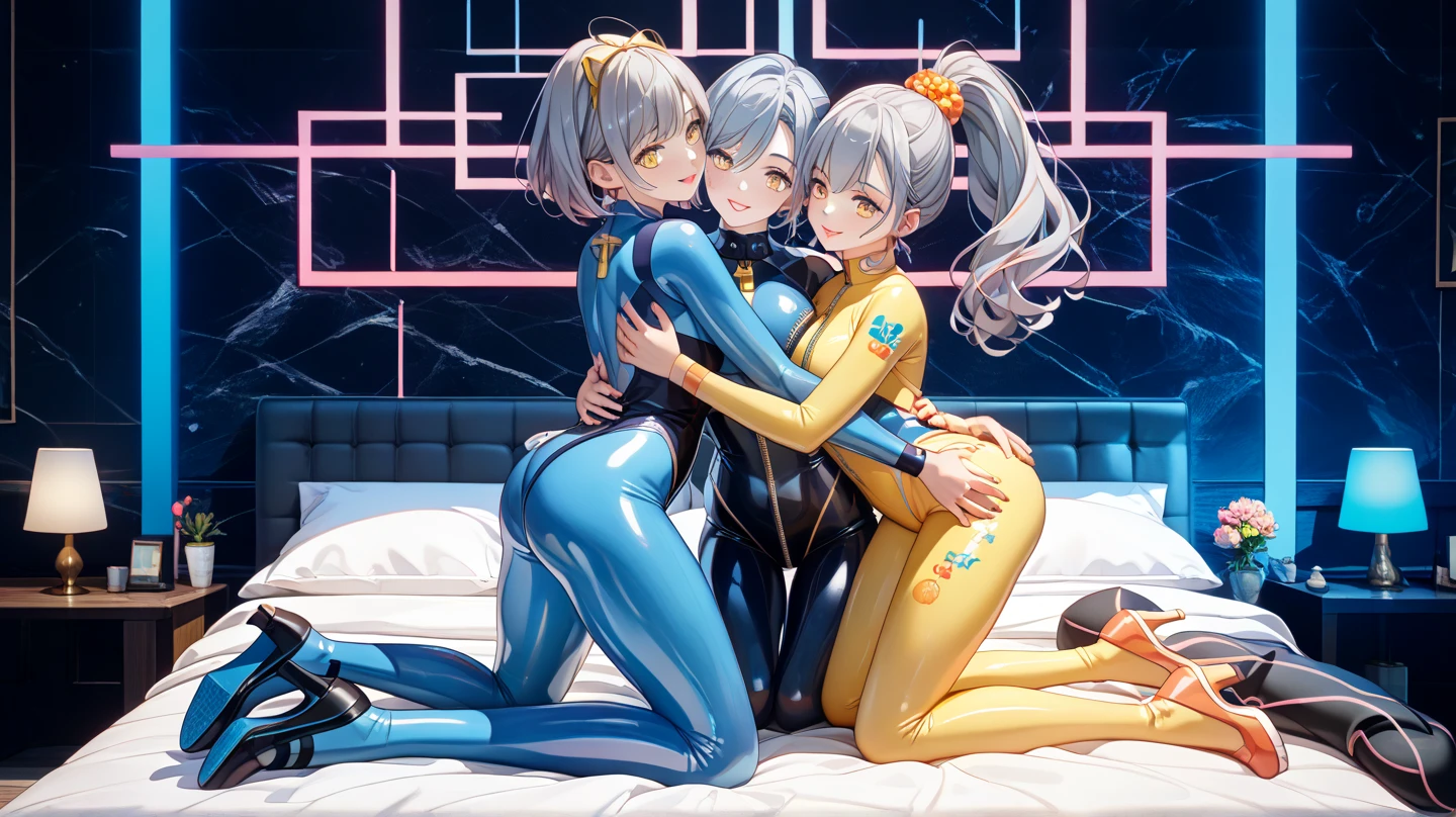 NSFW:1.2, top-quality、masutepiece、A little sexy B-grade sci-fi from the 70s、Kneeling、Attacked by transparent slime dripping on the head、Body covered with transparent、Space creature tentacles entangle with the body、Sexy tight fit silver lame style spacesuit style cloth tights、pink straight long hair、Bangs Patsun、Gorgeous beauty、Strong blue makeup、teak、sexy facial expression、Loud voices、put out the tongue、Chest wide open、爆乳、big breasts thin waist、large hips、Metallic boots、Star Trek-style spaceship command room、Composition with depth、Pinch of heroine、18year old