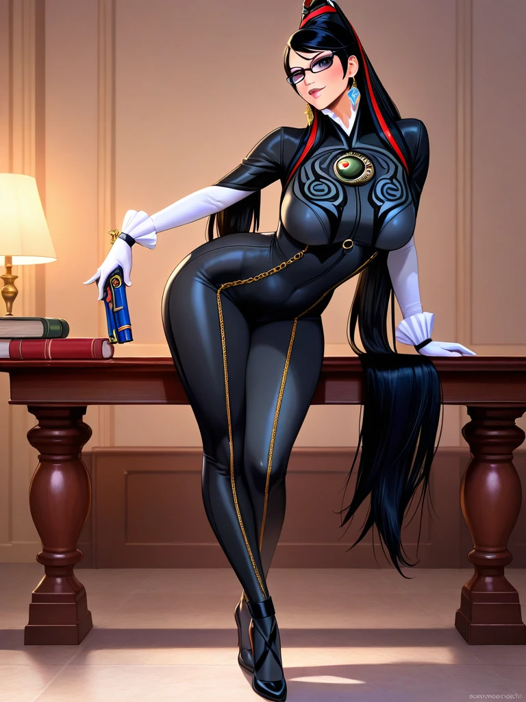 bayonetta,1girll,Solo,tmasterpiece, High- sharpness, high high quality, Detailed face, detailed body render, Beds , Dark lips, exhibitionism,no brassiere, breasts out, Be red in the face, (In the bedroom),Full body photo,Open expression,The tongue is pulled out ,potruding nipple