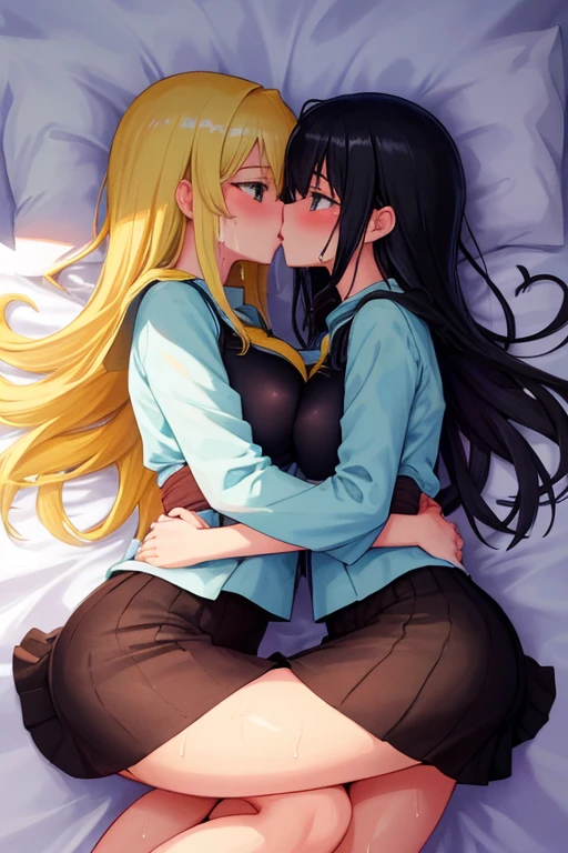 anime、Two Girls、nsfw、Lesbian、Naughty、H、NUDE、Squirting、Climax、Fingering、M-shaped legs、Viewed from the front、Sitting、