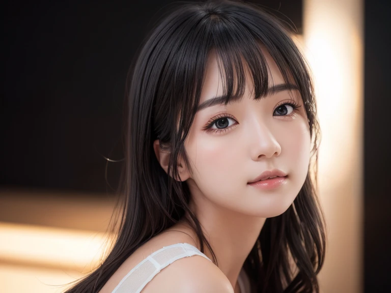 top-quality、​masterpiece、超A high resolution、(Photorealsitic:1.4)、1girl in、shoulder、enticing、looking in camera、smil