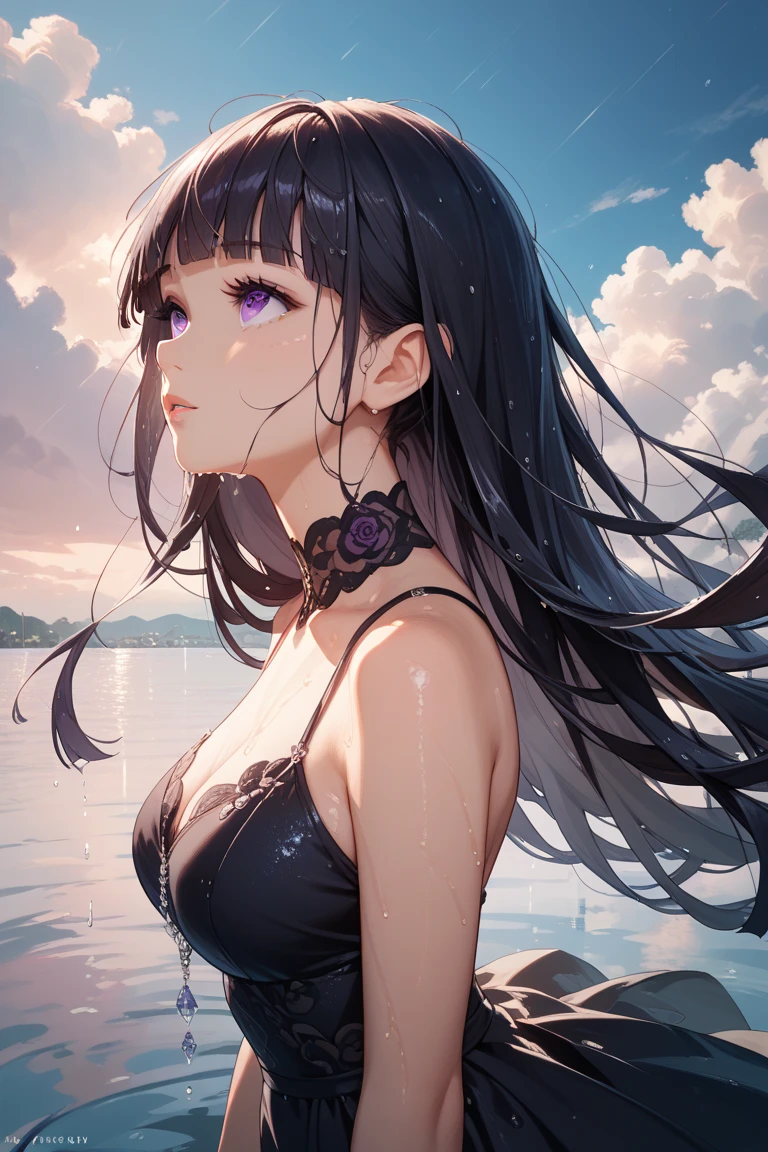 a tied up naked emo teenager girl with black hair in pigtails on a beach getting raped by a male at night