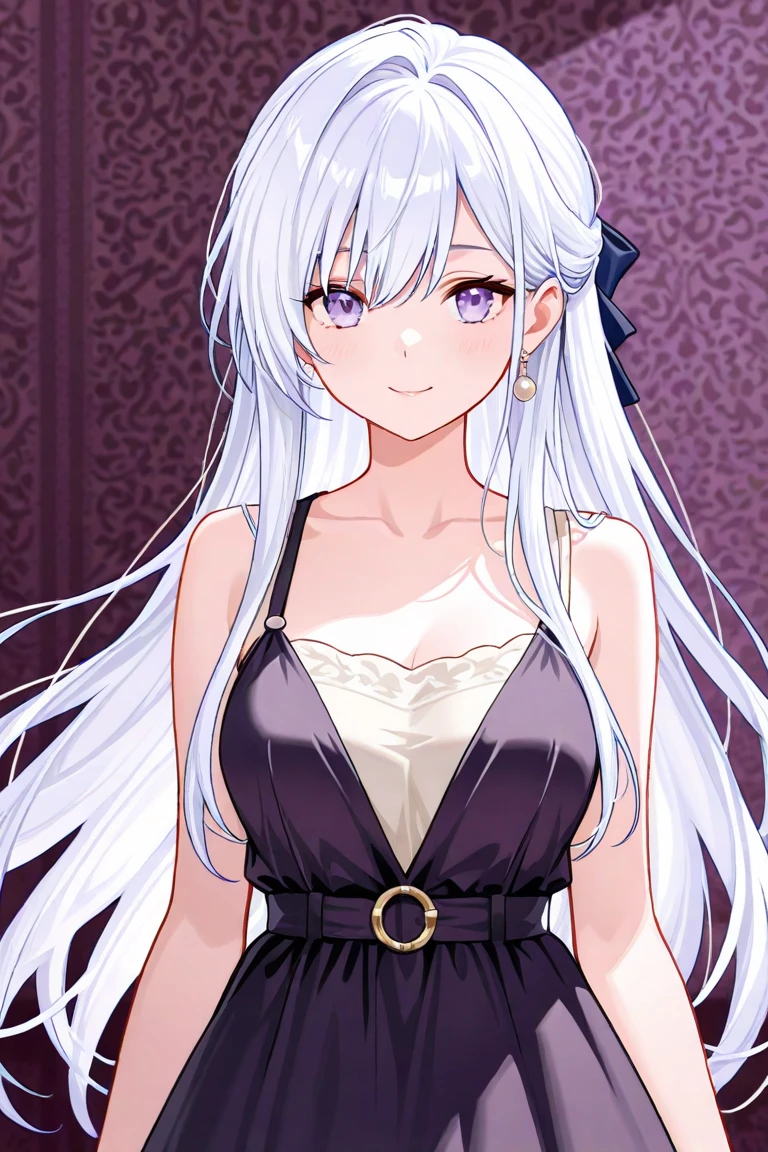ultra realistic 8k cg, masterpiece, ((ultra detailed background, delicate pattern, intricate detail)), (highly detailed, fine details), best quality, 1girl, (photorealistic:1.4),beautiful lighting, absurdres, RAW photo, film grain, Mirajane Strauss with a beautiful smile wearing a simple white dress