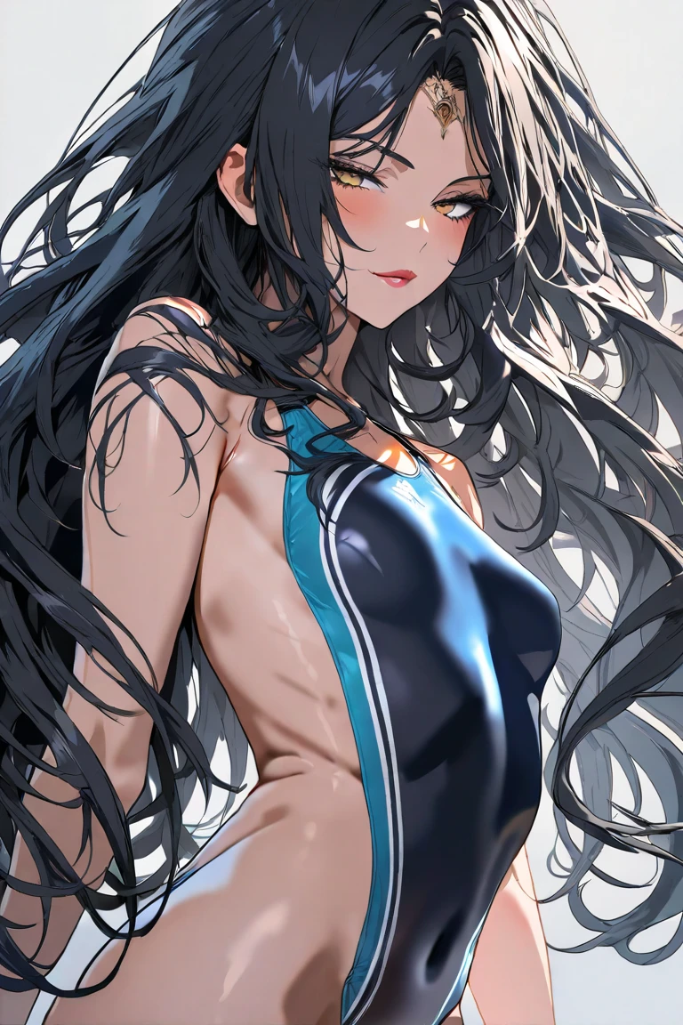 1girl,black hair,red eyes,medium breast,narrow waist, masterpiece, best quality, photorealistic, yujiasuit, yoga sports bra, yoga pants, 1girl, solo, , yoga ball, pants, looking at viewer, smile, green sports bra, simple background, , midriff, long hair, breasts, green pants, sportswear, tank top, upper body,