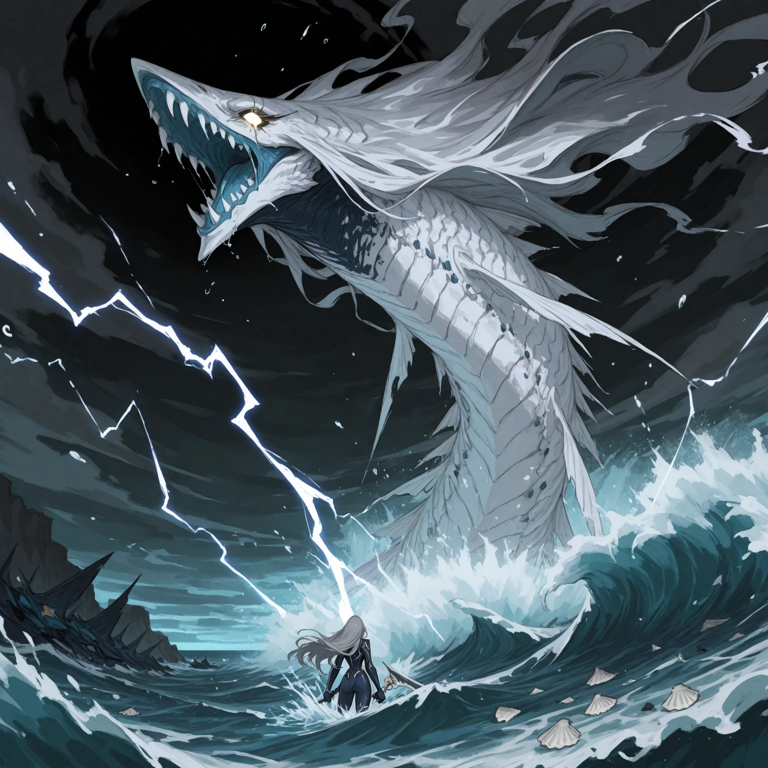 a beautiful detailed anime girl with black long hair riding on a dragon, flying through the cloudy blue sky, wearing a traditional japanese outfit, dramatic lightning and stormy weather in the background, (best quality,4k,8k,highres,masterpiece:1.2),ultra-detailed,(realistic,photorealistic,photo-realistic:1.37),intricate details,stunning colors,dynamic composition,cinematic lighting,dramatic atmosphere