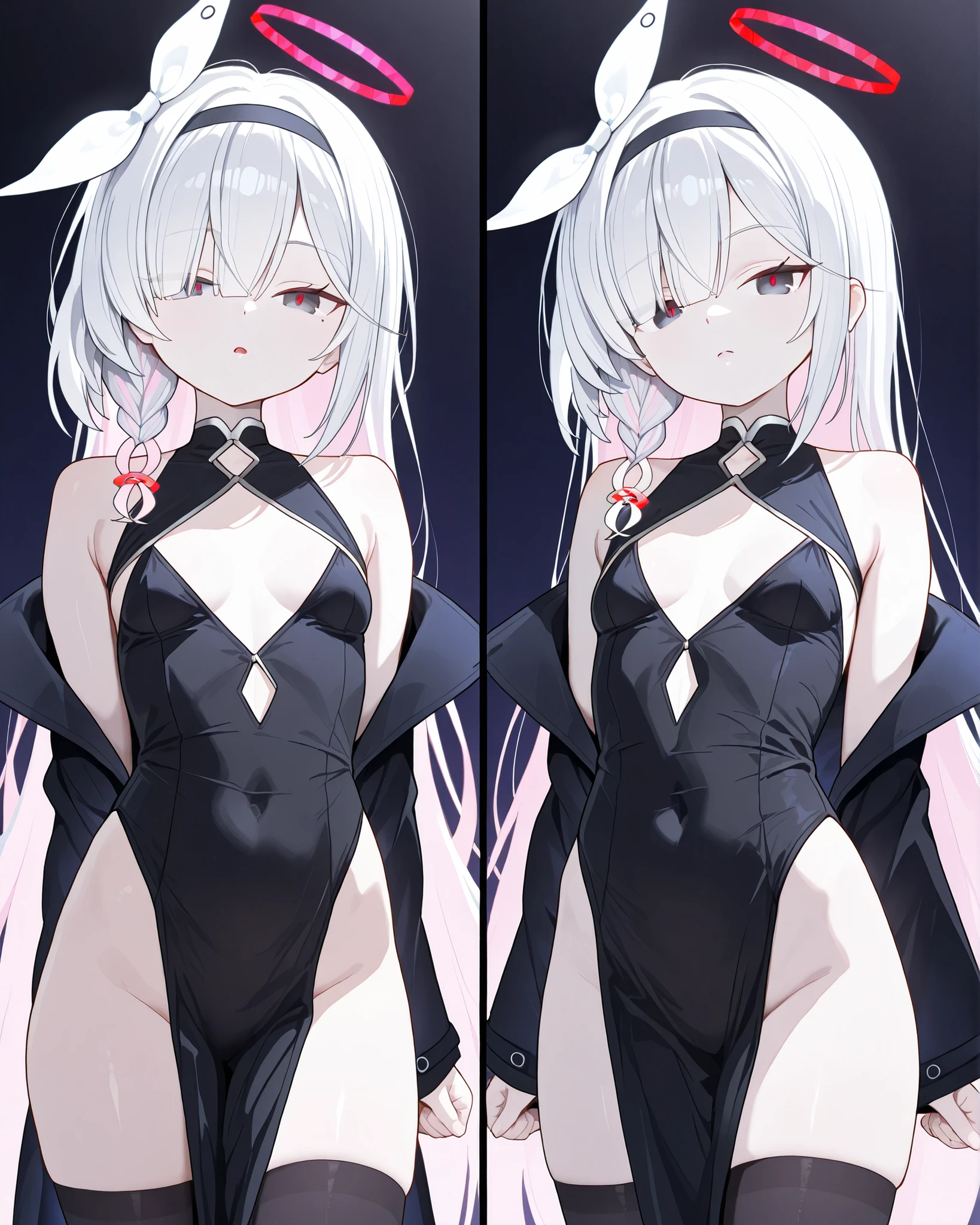 nsfw,lineup,shy,2girls,straight-on,middle shot,bare shoulder,bare breasts,bare arms,barebreasts,stomach,bare legs,sidelocks,colors eyes,masterpiece,best quality,very aesthetic,absurdres,bigbreas,upper body,swimsuit,tan,(Criss Cross:1.3),(wedgie),(pussy),sexy,Bikini