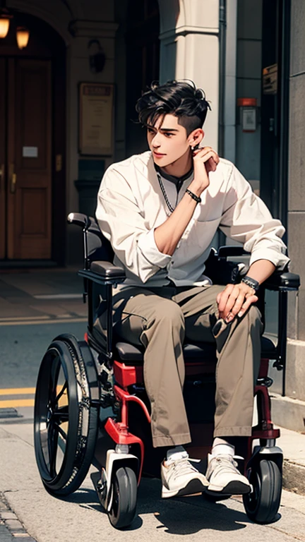 The 18-year-old is in a wheelchair,Asia face,Handsome