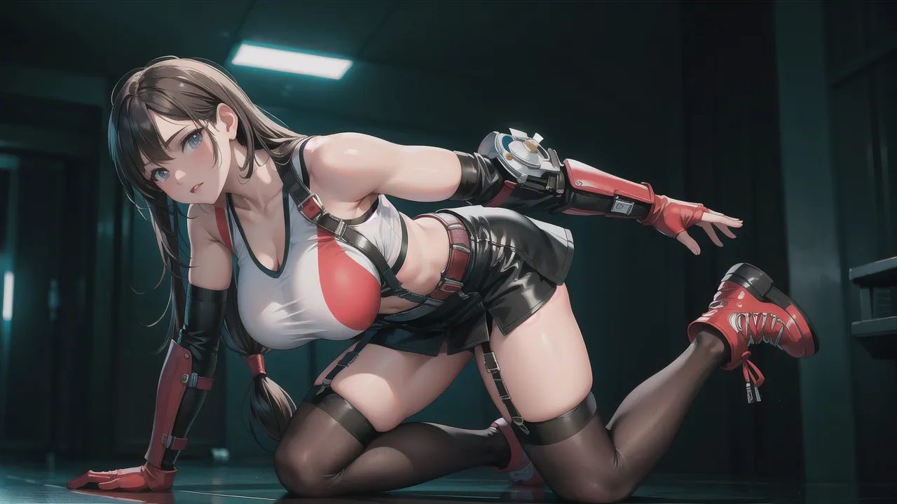 marshland、nsfw、​masterpiece、top-quality、Ultimate Details、ultra-detailliert、Ultimate detail、beautidful eyes、beautiful hairl、beautiful countenance、Beautiful skins、Dutch Angle、perfect anatomia、hight resolution、1girl in、(looking at viewer、Looking at the camera、red blush:1.4、elongated eyes、20yr old、toppless、Colossal tits:1.4、Beautiful nipples 、big areolae:1.5、shinny skin:1.4、perspiring)、ultra detail face、Tifa_lockhart、(Suspender Black Skirt、White taut shirt、ripped clothing、white tank tops、thigh-high socks、elbowgloves、 Black Elbow Gloves、Red Ankle Boots)、Leg straps、A dark-haired、swept bangs、length hair、Flapping hair、red eyes、focus girl、(Purple tentacles、Huge tentacles in the mouth、Blowjob、Imarachio、suspension、Two-hole insertion、huge tentacles、Huge tentacle sex、Large tentacles in the vagina、Multiple tentacle sex、Multiple tentacles in the vagina、Tentacles filled with background、Tentacle hole、Tentacle Sex、Tentacle climax、Tentacles entangled in the arm、Tentacles entangled in the paws、Tentacles entangled in the chest)、(((Suspended in the air with tentacles))) 、opening legs、Semen overflowing、Tearing clothes、(Semen excess:1.2)、Oral firing、vaginal、s ass、facial cum shot、on the chest、Cums in the body、Excessive