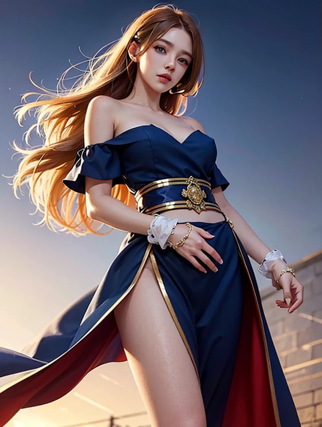 Highest quality, Official Art, masterpiece, Fabric Shading, High resolution, Very detailed, colorful, Best details, Fantasy, Combat Uniform, Tifa:1.5, 1 female, Age 25, Golden Hair, Long Hair, Hime cut:1.2, Highest quality, Official Art, masterpiece, Fabric Shading, High resolution, Very detailed, colorful, Best details, Fantasy, Bloomers,1 female, Age 25, Standing on the stairs, A castle town with an old castle view, sunny, Random Hair, Large Breasts, skinny, Surrounded by a lot of people:1.9, Confetti falling, Blessed, Welcomed:1.5, Camel Toe:1.3, Ground Level Shot:1.5,whole body:1.9,full body:1.9