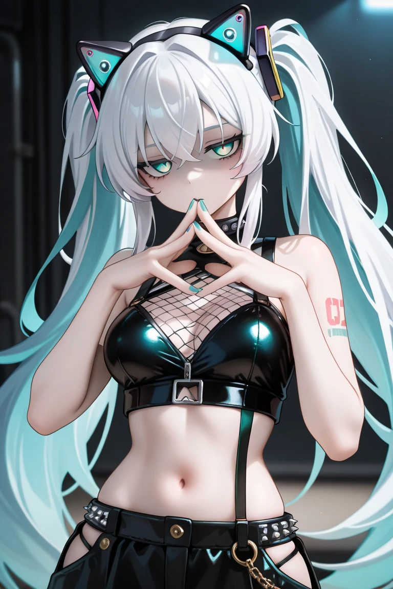 ((high res, HDR, HD, Ultra sharp, 8k)), photographic photo of a magnificent girl, round perky medium breasts, very long White hair, very detailed face, cute laughing smile, ((long eyelashes, black mascara)), red lipstick, black eyeliner, (glowing round detailed (radiant green eyes)) ,(((bold demeanor, classy pose, realistic proportions))), wearing a white crop top and jean shorts, beach background,
slim and smooth lines, fill lighting , ((dutch angle)), ((looking at the viewer)),