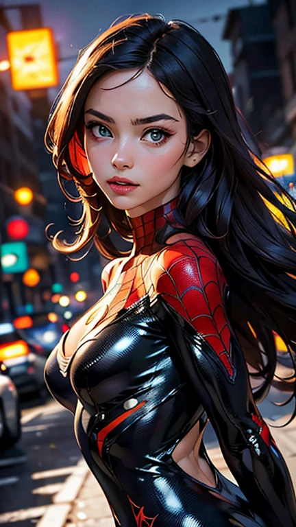 <lora:LCM_LoRA_Weights_SD15:1>
(best quality, masterpiece, colorful, dynamic angle, highest detailed) upper body photo, fashion photography of cute, intense long red hair, \Mary Jane\ in spiderman suit, (ultrahigh resolution textures), in dynamic pose, bokeh, glowing web, (intricate details, hyperdetailed:1.15), detailed, moonlight passing through hair, perfect night, fantasy background, (official art, extreme detailed, highest detailed), HDR+