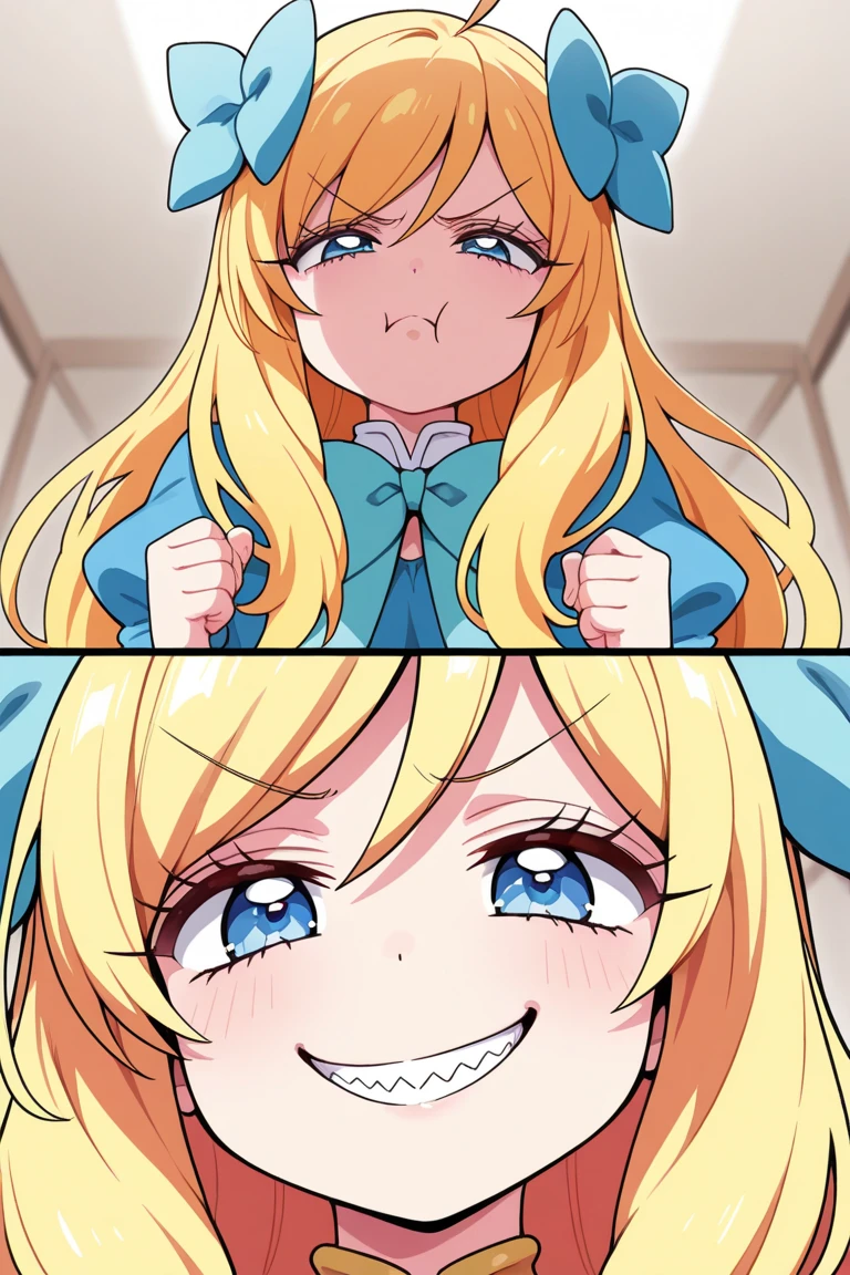 1girl,  blamagi,blonde hair, green eyes, long hair, medium breasts,blush stickers,wizard hat,
from below, looking at viewer, blush, balcony, 
masterpiece, best quality, blush, open mouth, big mouth, tongue, tongue out, close up, saliva, uvula, uvula, room, mouth focus, excessive saliva, 
