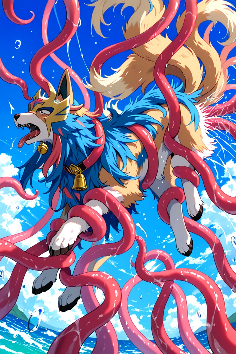 tentacles entangled all over the body、furry、Tentacle mouth、Tentacles are inserted into the mouth、drools、detailed full body